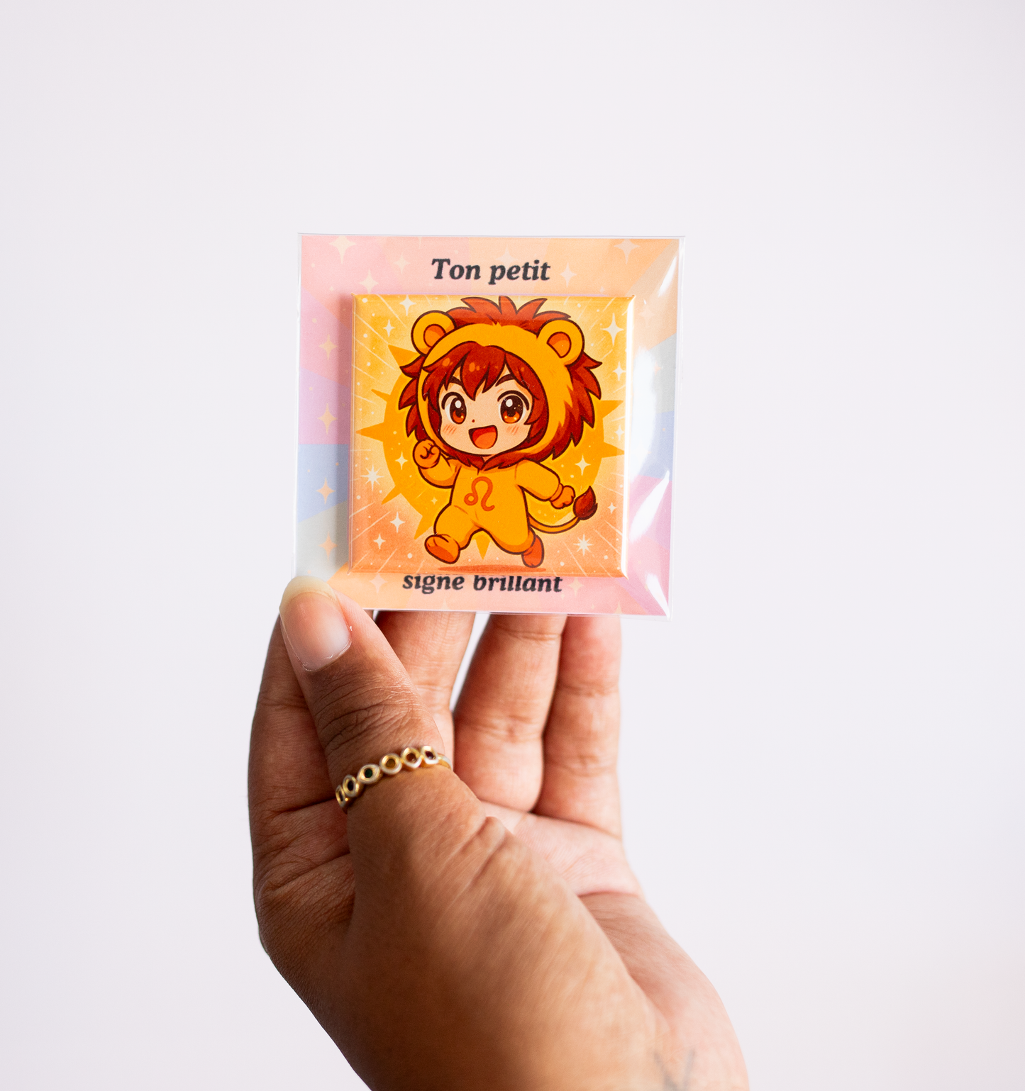 photo magnet rigide carré illustré zodiaque chibi emballé