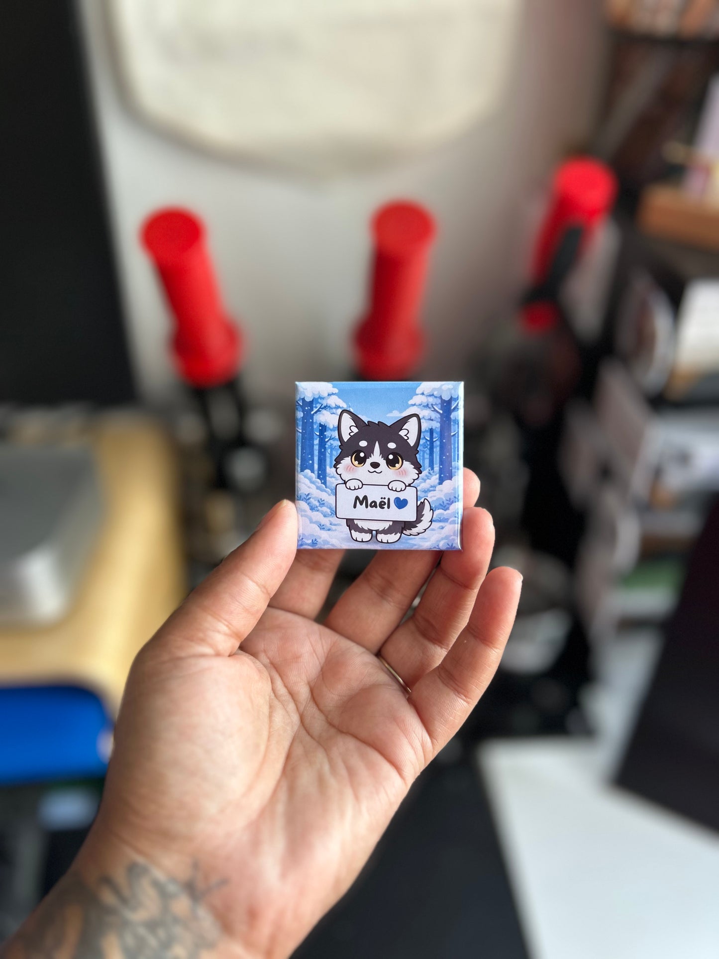 Magnet loup prénom personnalisable