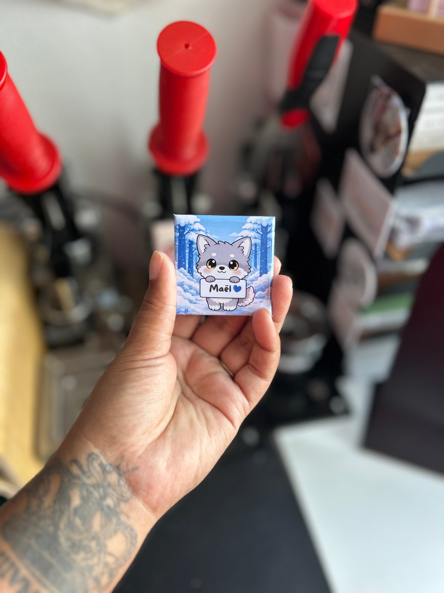 Magnet loup prénom personnalisable