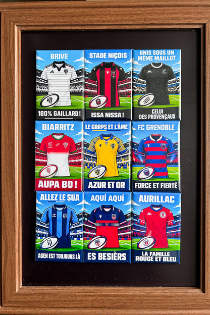 Magnet rectangle rugby Pro D2 : affiche les couleurs de ton club