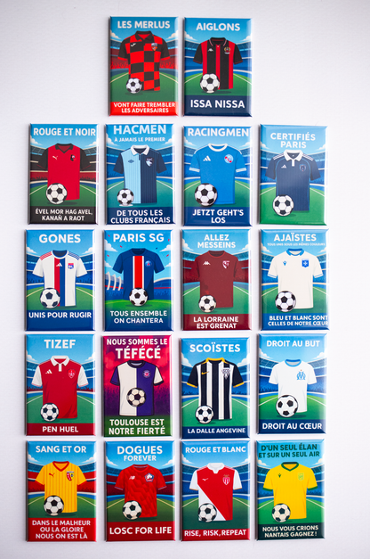 Magnet rectangle foot Ligue 1: affiche les couleurs de ton club préféré